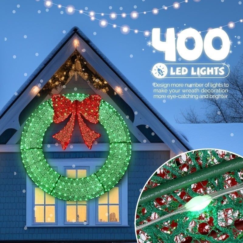 🎄 Sparkle-now Pre-sale! 🎀✨Pre-lit Large Christmas Wreath, Outdoor Christmas Wreath